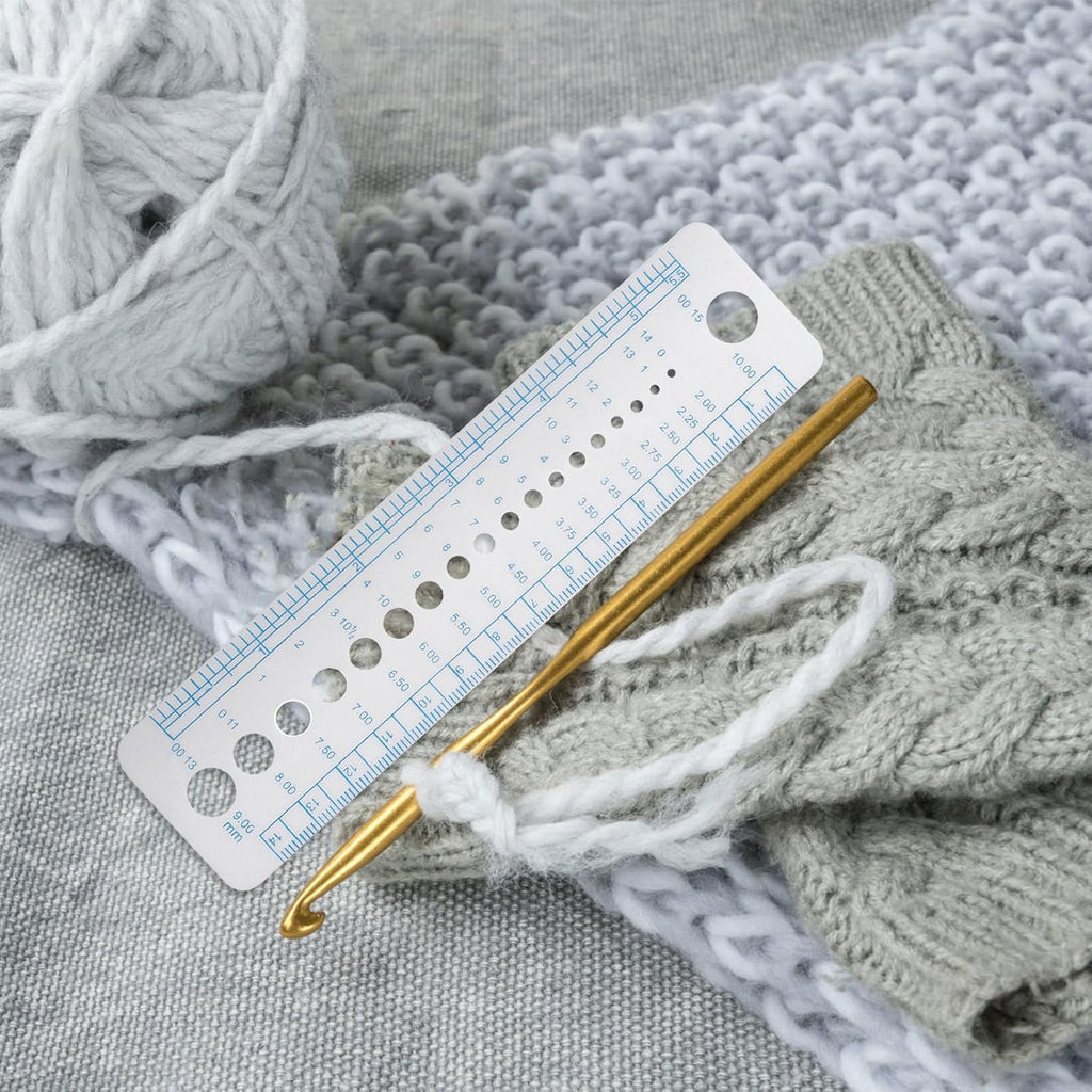 4pcs Crochet Ruler Knitting Needle Gauge Measuring Tool Sewing Supply