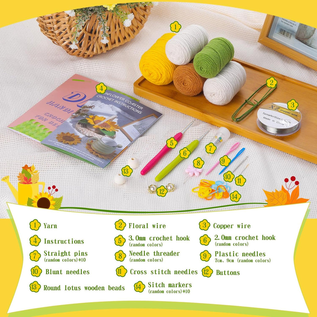 Yizzvb Crochet Kit, 5 Pcs Beginners Knitting Crochet Supplies