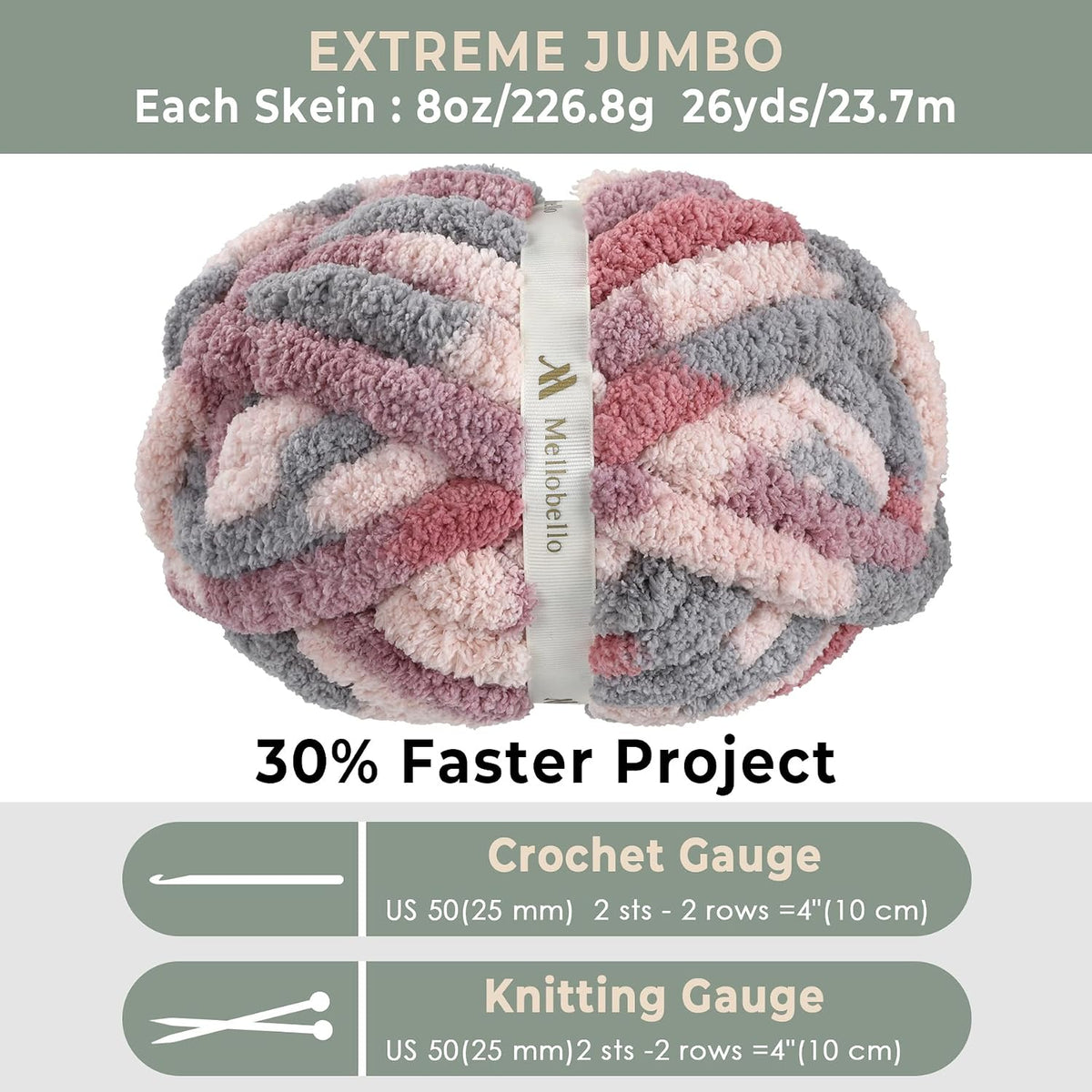 Jumbo Chunky Yarn for Hand Knitting - Super Thick Chenille Chunky Yarn