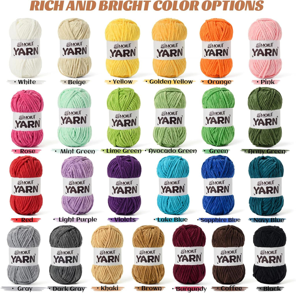 Fluffy Chenille Yarn for Crocheting, Chunky Velvet Yarns for Crochet