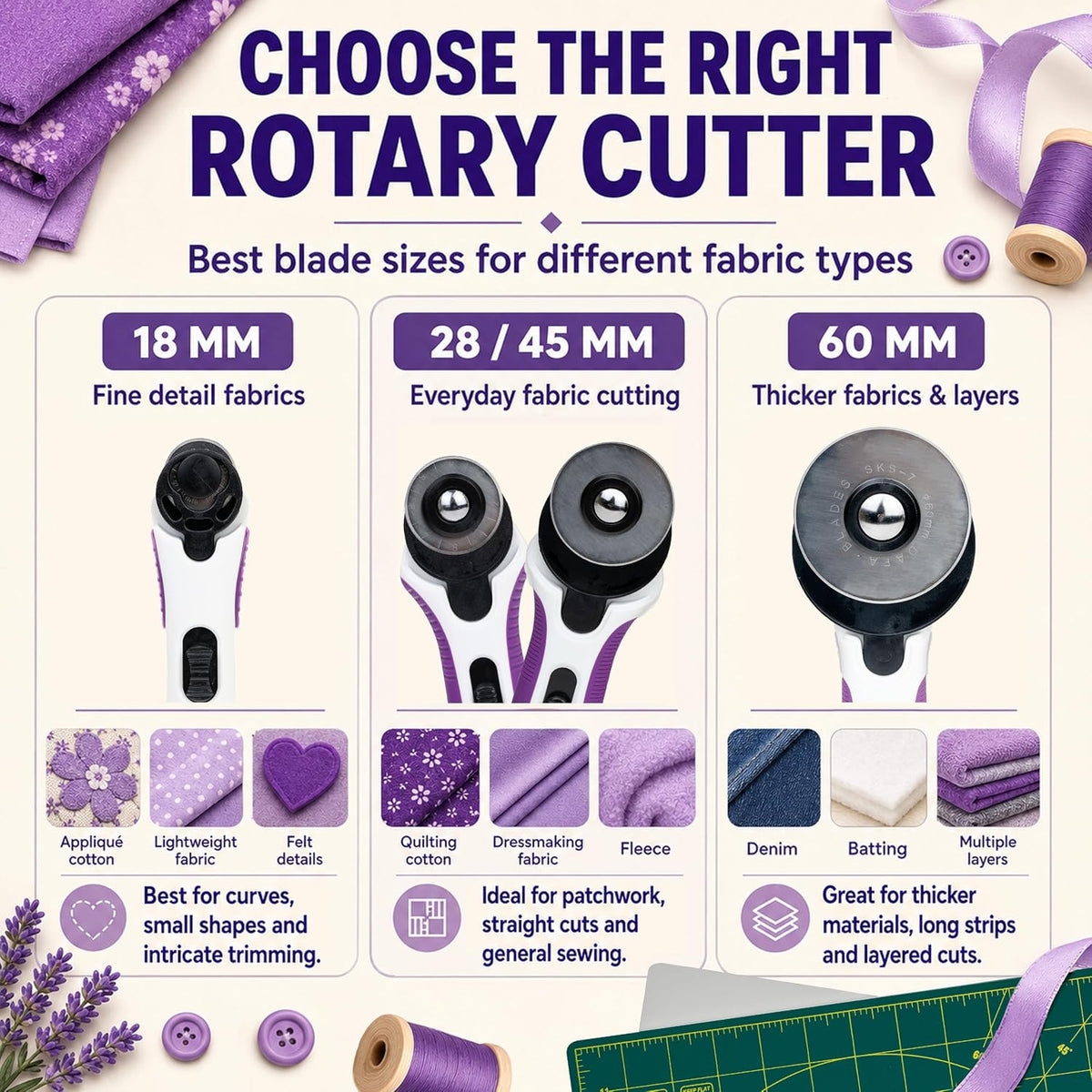 The Quilted Bear 28mm Fabric Rotary Cutter for Quilting, Sewing &