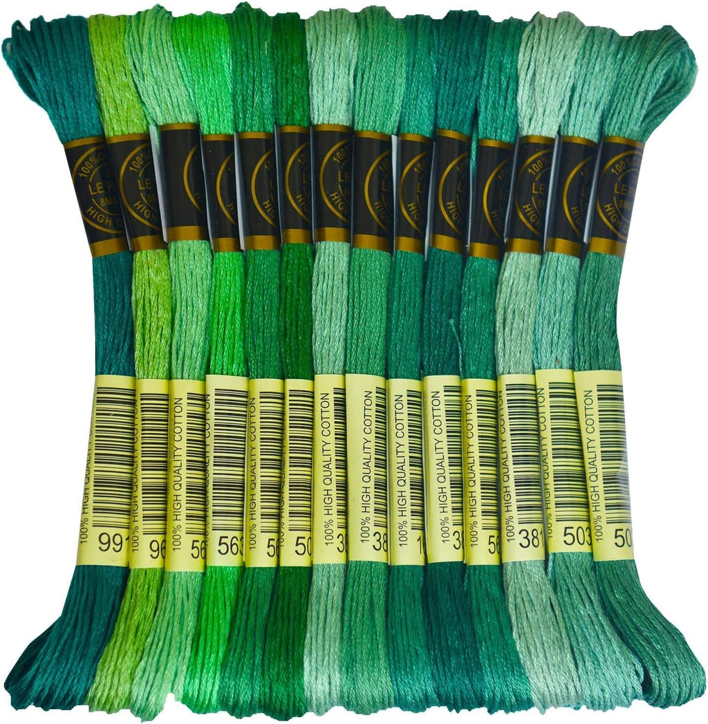 Blue Green Gradient Color Embroidery Floss - Cross Stitch Threads