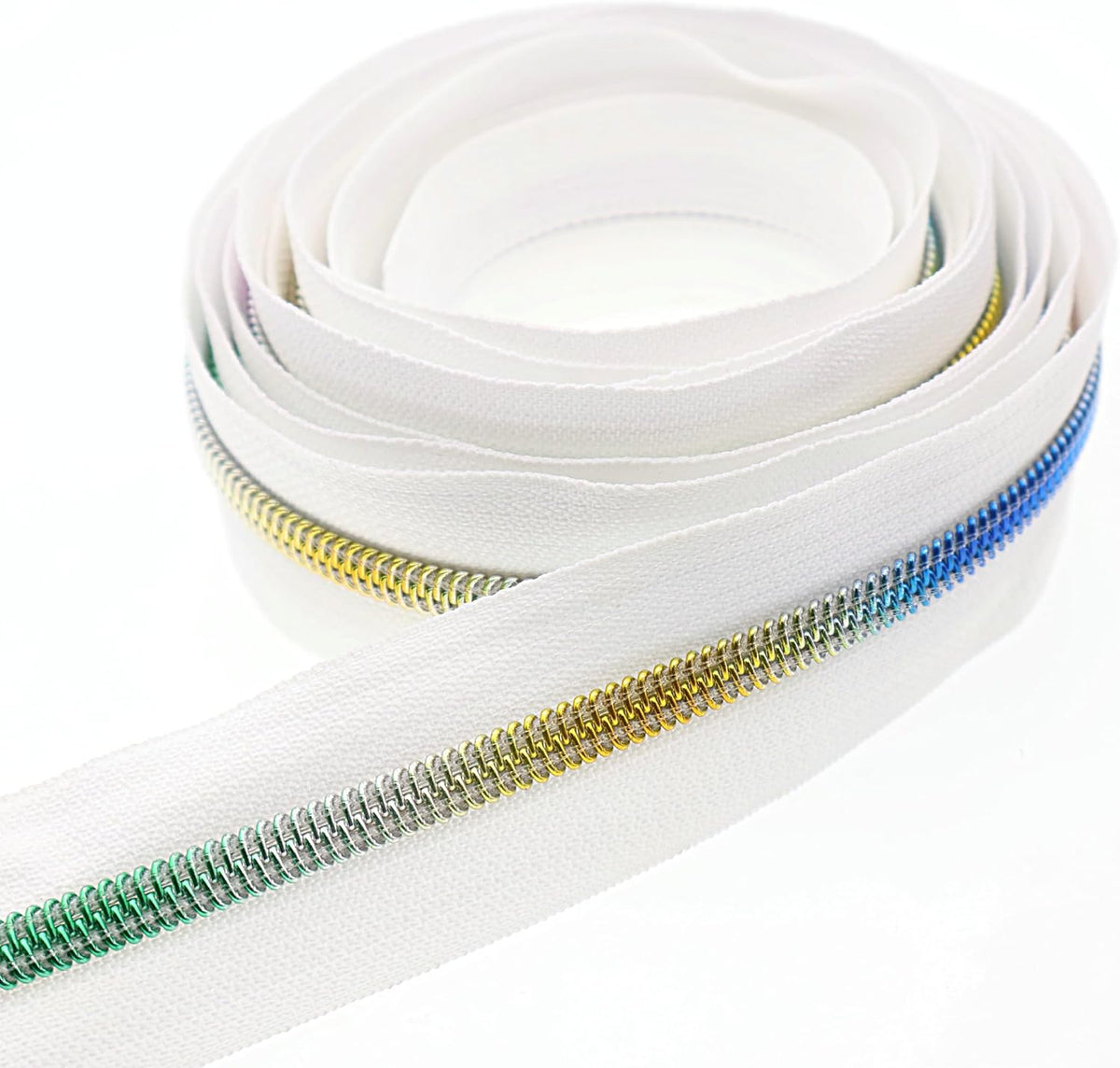 Leekayer #5 Rainbow Teeh Metallic Nylon Coil Zippers by The Yard Bulk
