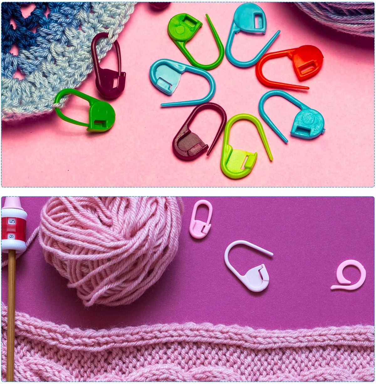 PATIKIL Crochet Stitch Markers, 100 Pack Plastic Knitting Markers