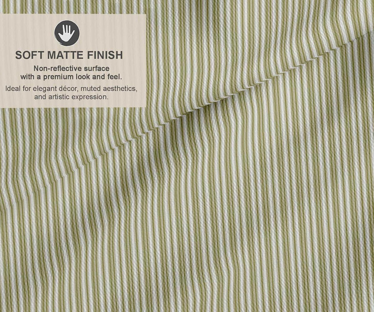 Soimoi Cotton Canvas Fabric - Stripe Print, Olive Green | 42" Wide
