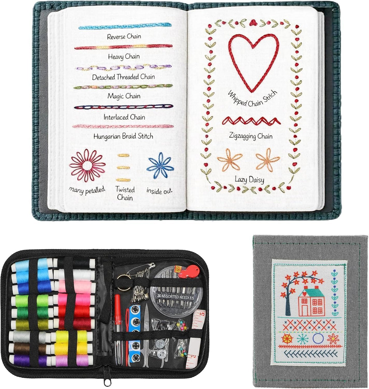 Embroidery Stitch Book Kit for Adults & DIY Craft Enthusiasts