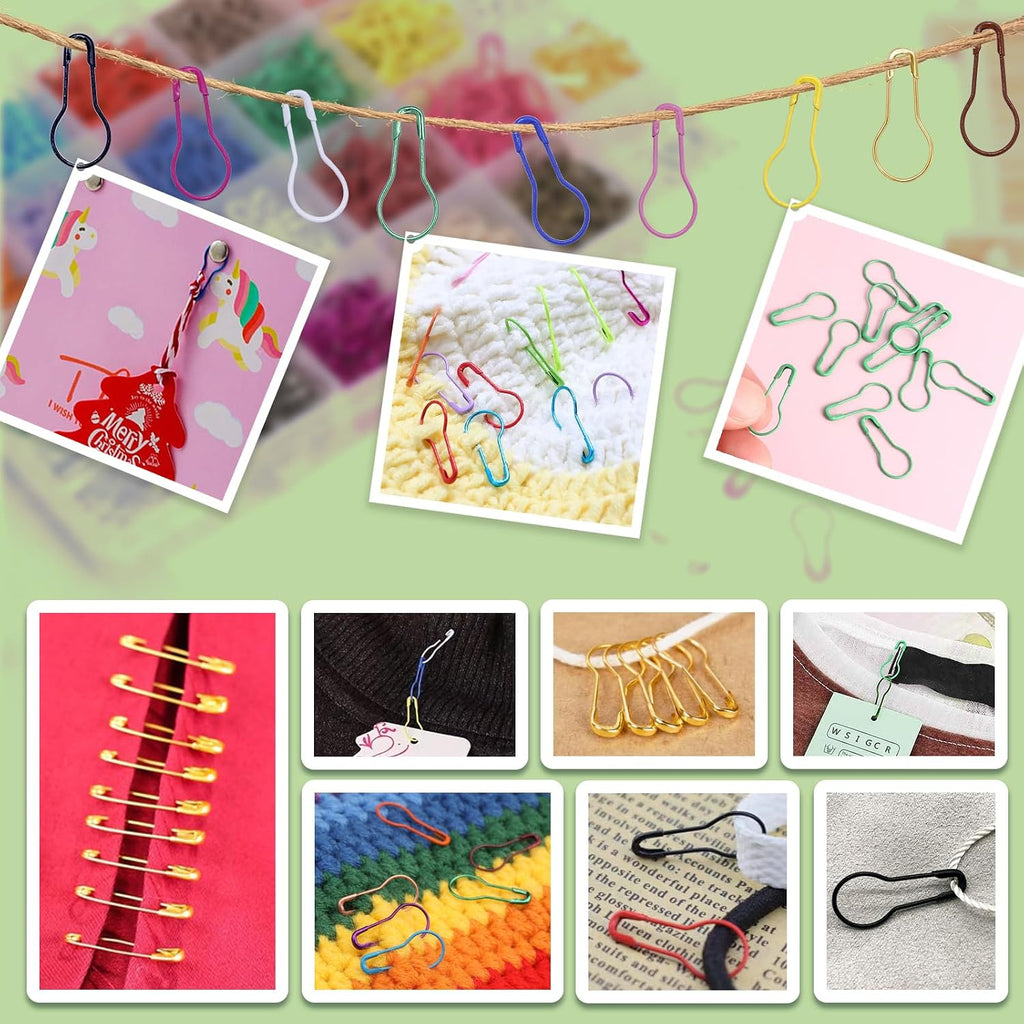 1200 Pcs 22 Colors Metal Stitch Markers, Bulb Gourd Safety Pins