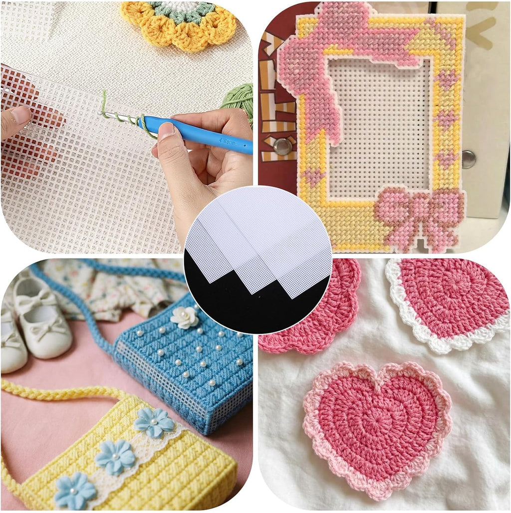 20 PCS 14 Count Plastic Mesh Canvas Sheets for Embroidery Making