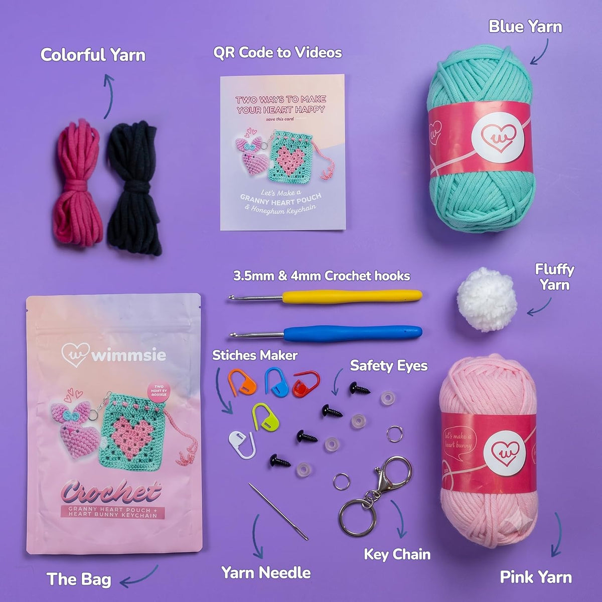 Wimmsie Crochet Animal Kit for Beginners - Easy Granny Square Crochet