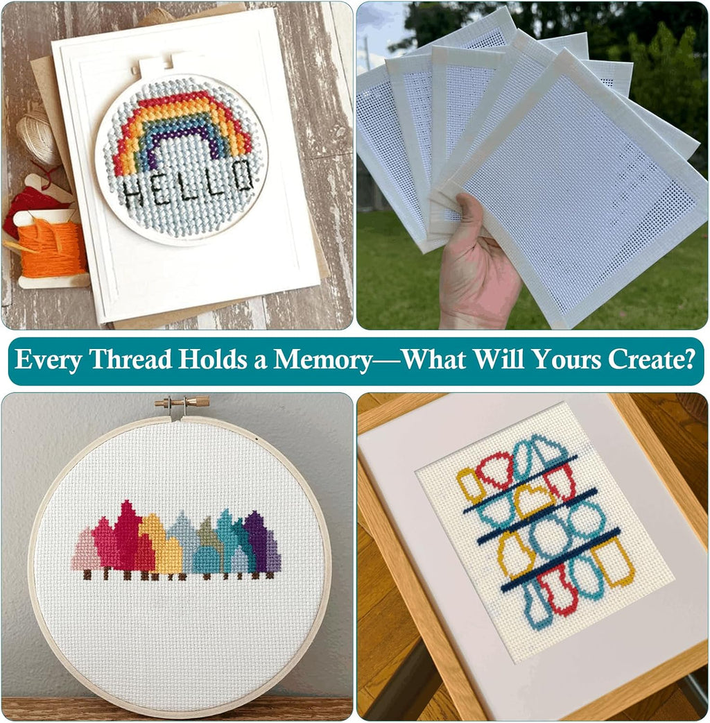 Nyuemystery 3 Pcs 14 Mesh Needlepoint Canvas, 20 x 18 Inch White Blank
