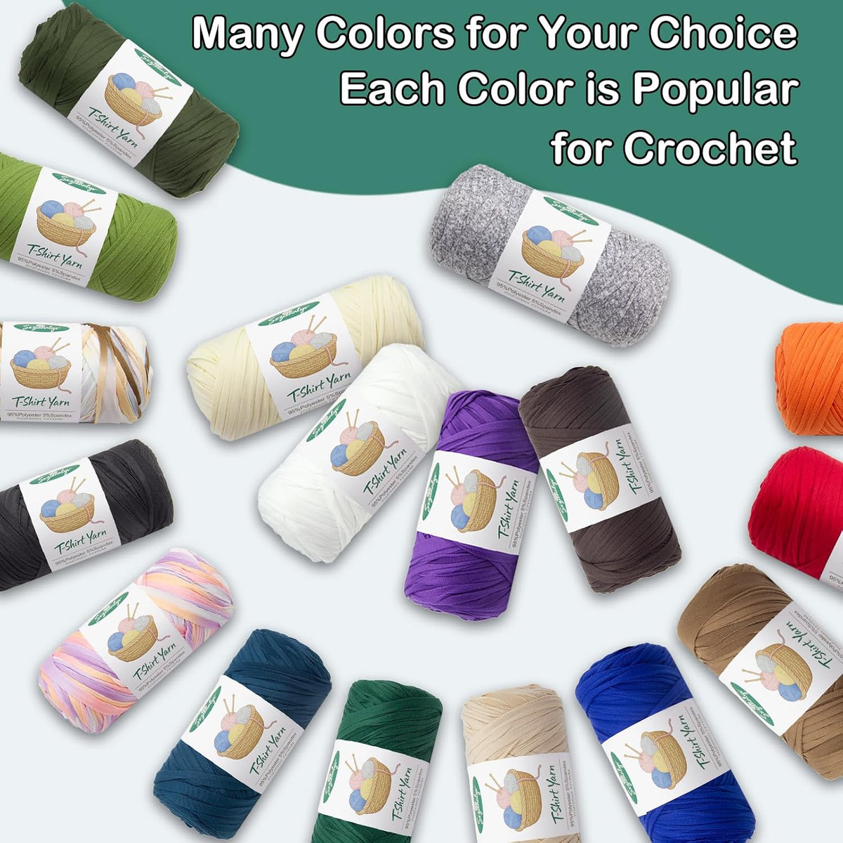 2 Pack T-Shirt Yarn for Crochet 400g/144yds (White&Brown)
