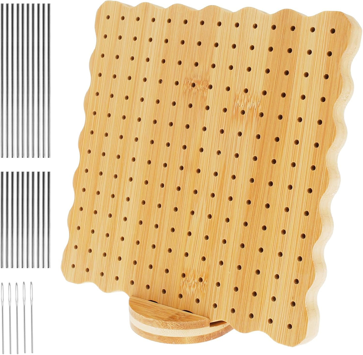 Abizarch 7.7in Square Crochet Blocking Board with Oval Base, Bamboo