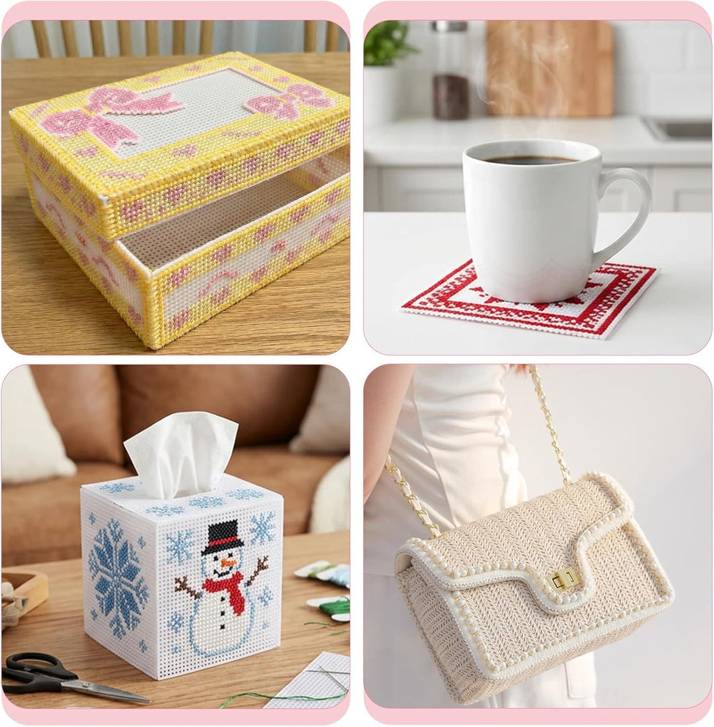 20 PCS 14 Count Plastic Mesh Canvas Sheets for Embroidery Making