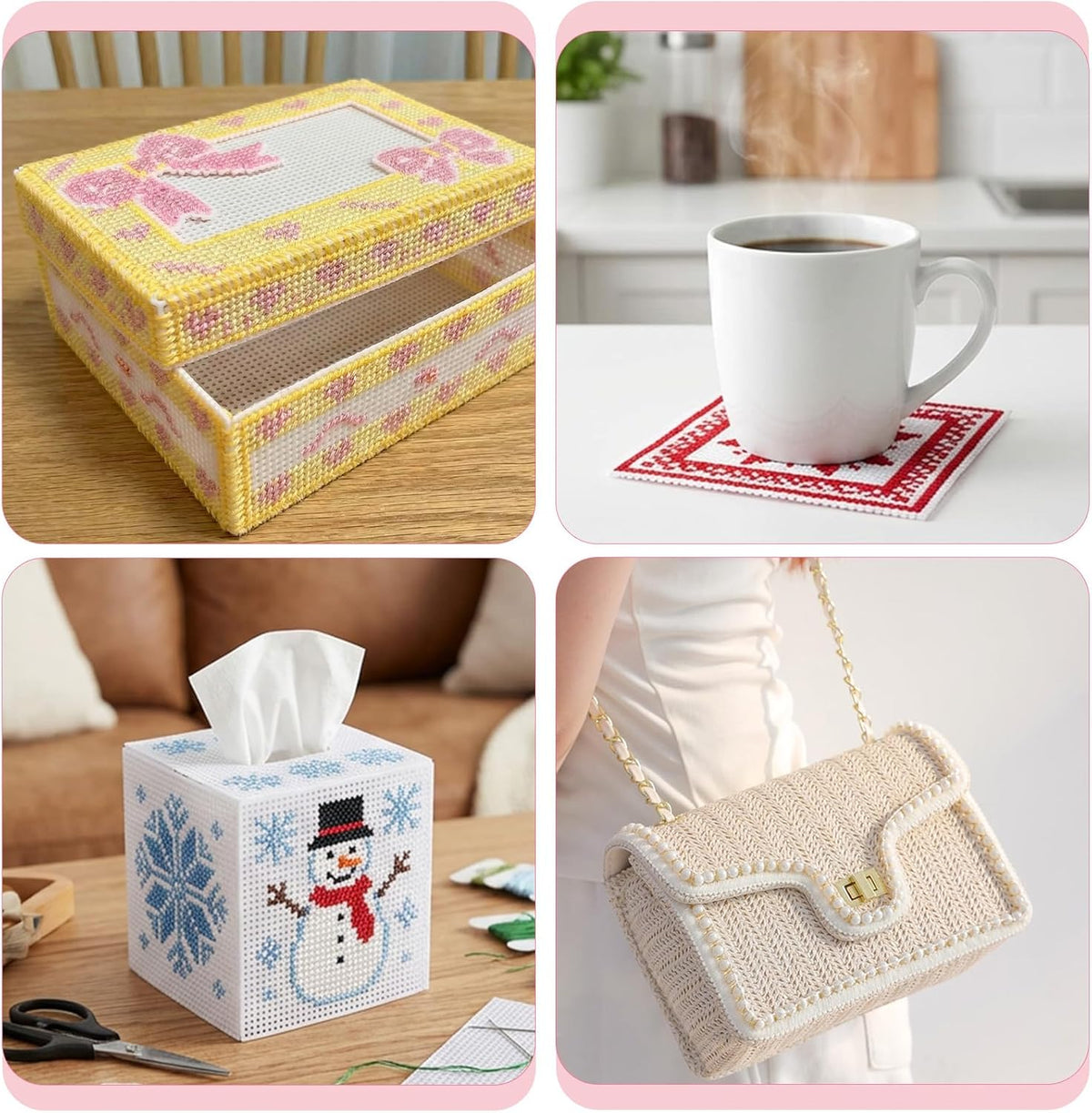 20 PCS 14 Count Plastic Mesh Canvas Sheets for Embroidery Making