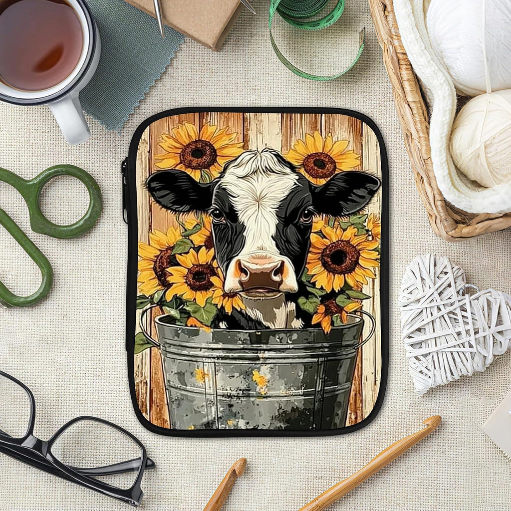 Cdkfxjy Empty Crochet Hook Case, Cow Sunflower