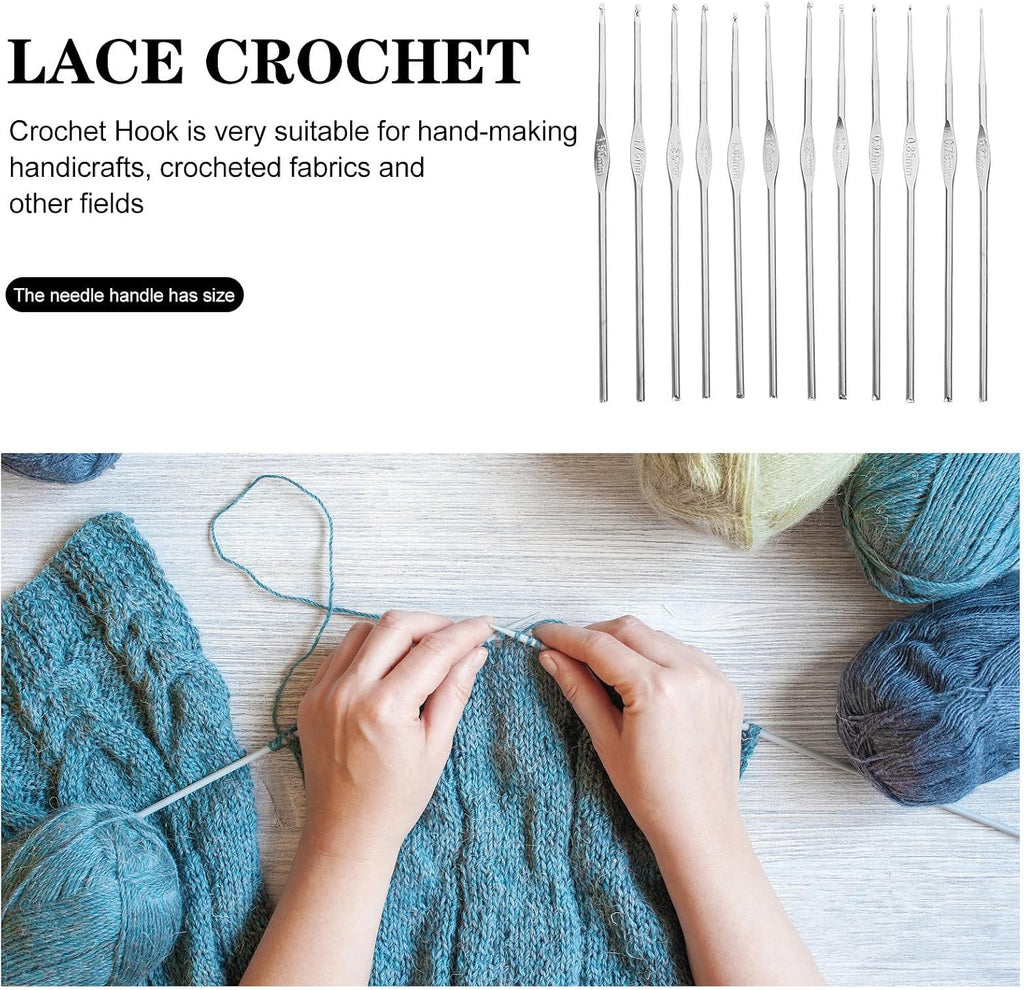 Stainless Steel Crochet Hook Kit 3 Sets, 12pcs Lace Needles
