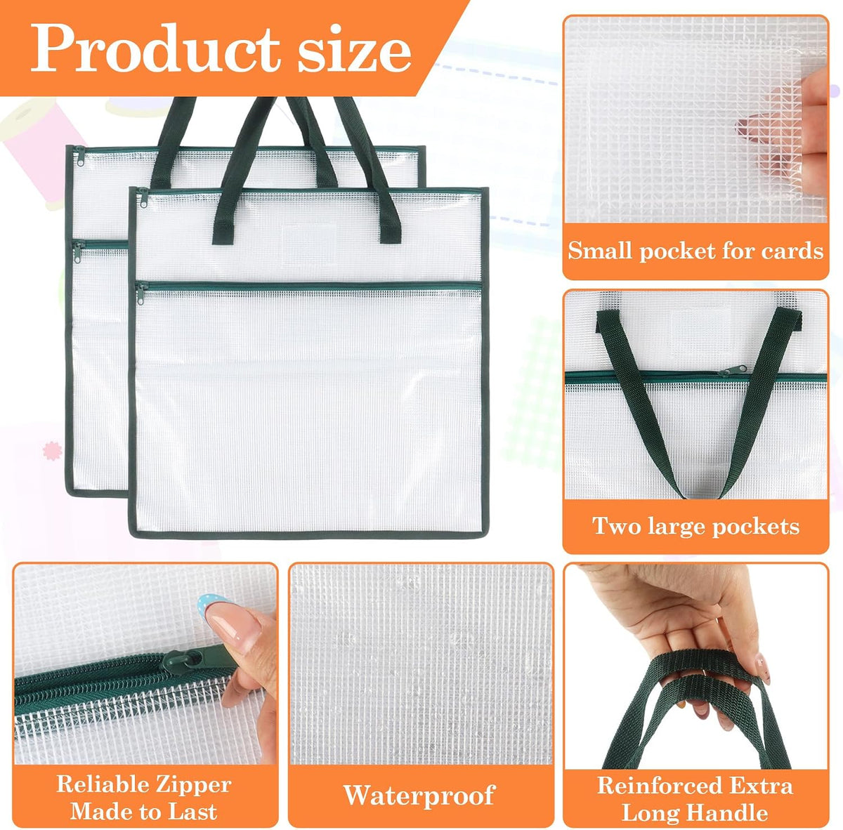 Klmnop 2 Pack Sewing Project Bags, 21.7x21.7 Inch Jumbo Needlepoint