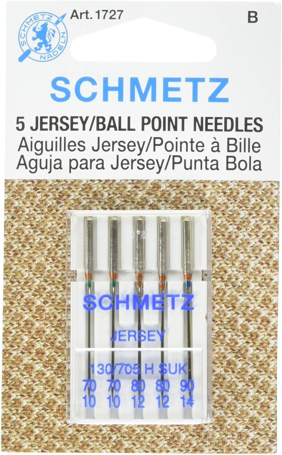 Ball Point Jersey Machine Needles-Sizes 10/70 (2), 12/80 (2) & 14/90