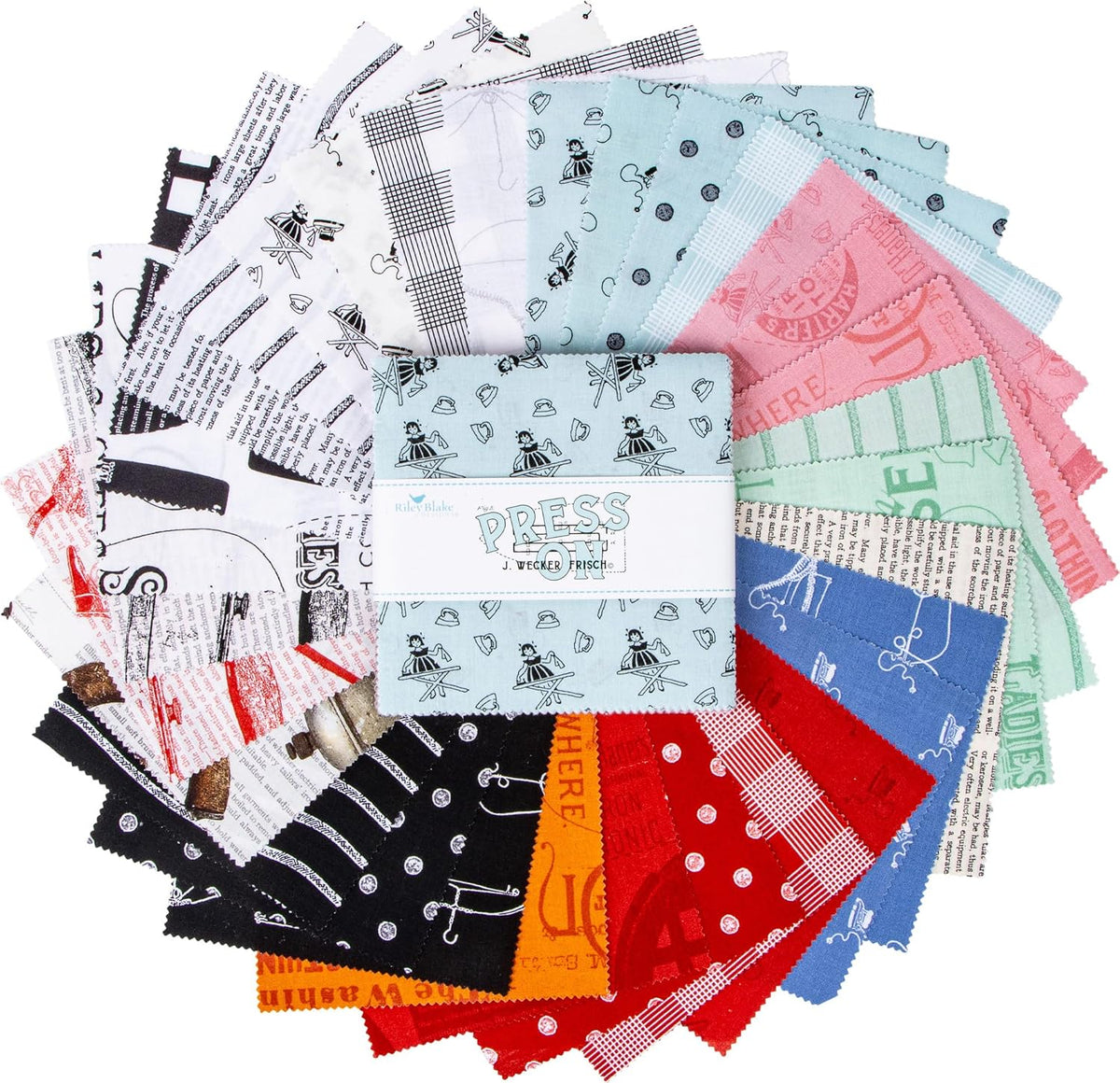 J Wecker Frisch Press On 5" Stacker 42 5-inch Squares Charm Pack Riley