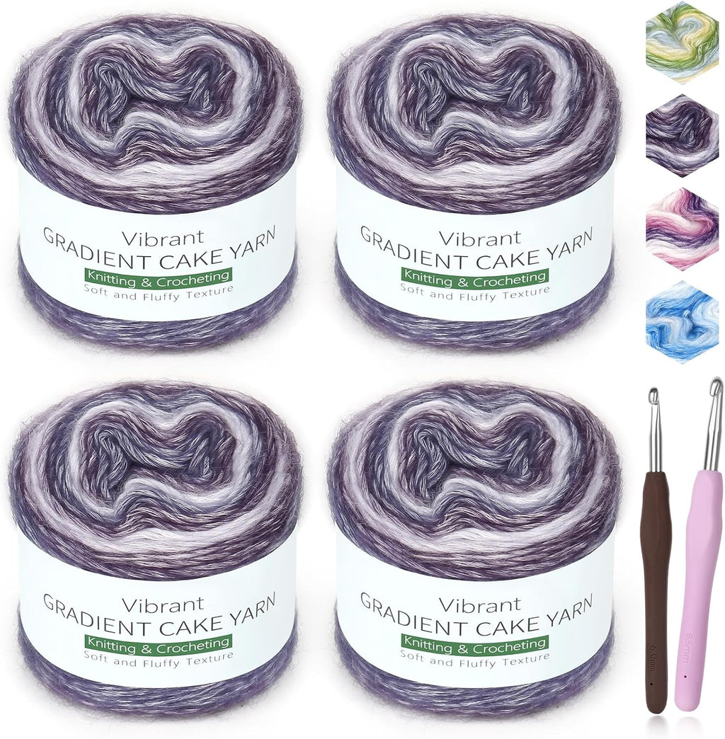 Katech Gradient Cake Yarn for Crocheting Knitting-4 Pack of 100g/3.52