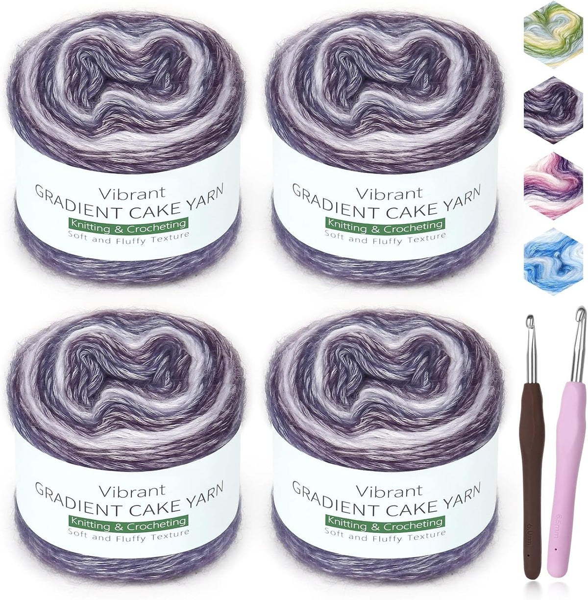 Katech Gradient Cake Yarn for Crocheting Knitting-4 Pack of 100g/3.52