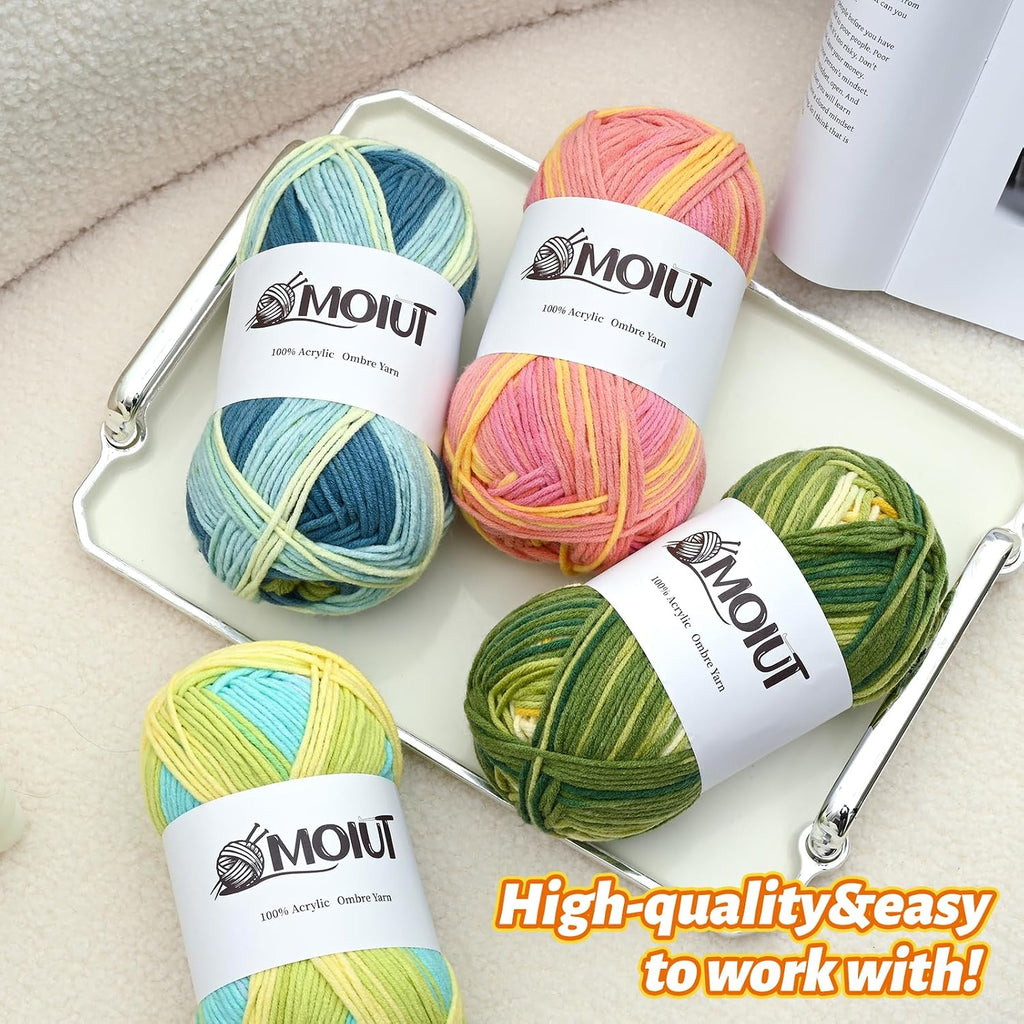 Fluffy Variegated Yarn for Crocheting - 100% Acrylic Worsted Weight