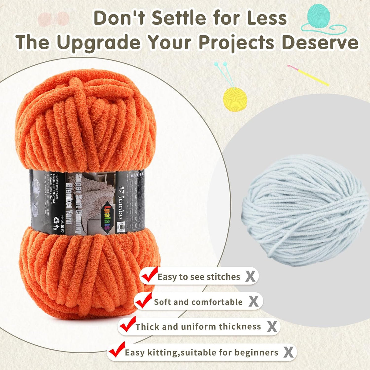 4-Pack Chunky Yarn for Crocheting Blankets & Big Projects
