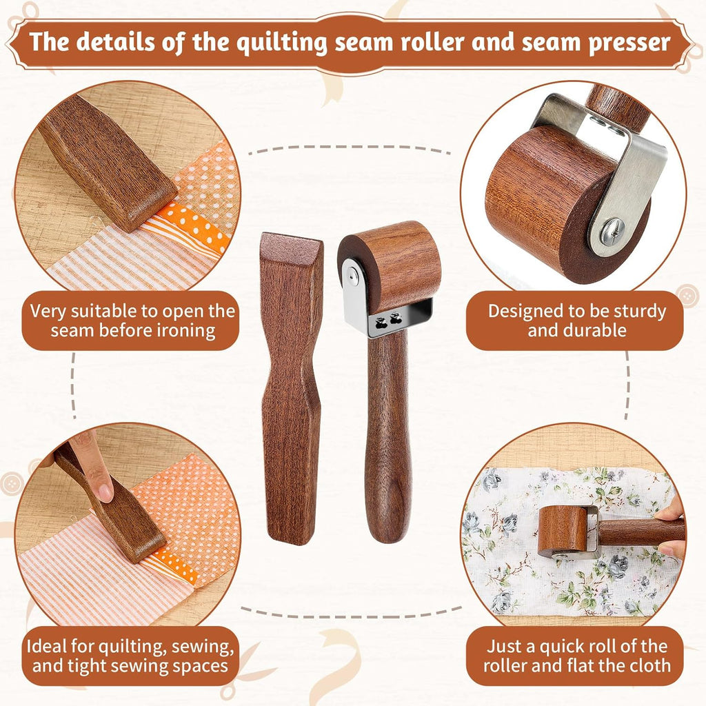 AceOrbit 5 Pcs Wooden Clapper Sewing Quilting Tool Set, Complete Set