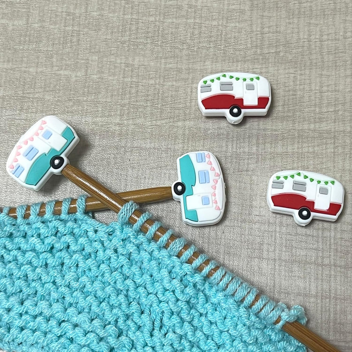 SPANSEE 4 PCS Camper Shape Knitting Needle End Caps, Knitting Needle