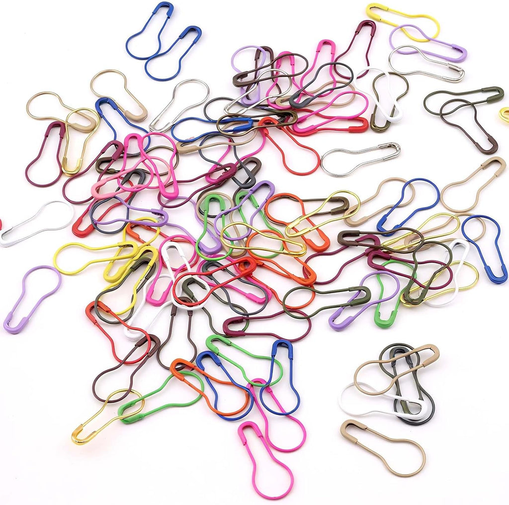 300Pcs Mixed Colored Safety Pins - 0.9In Metal Calabash Bulb Clothing
