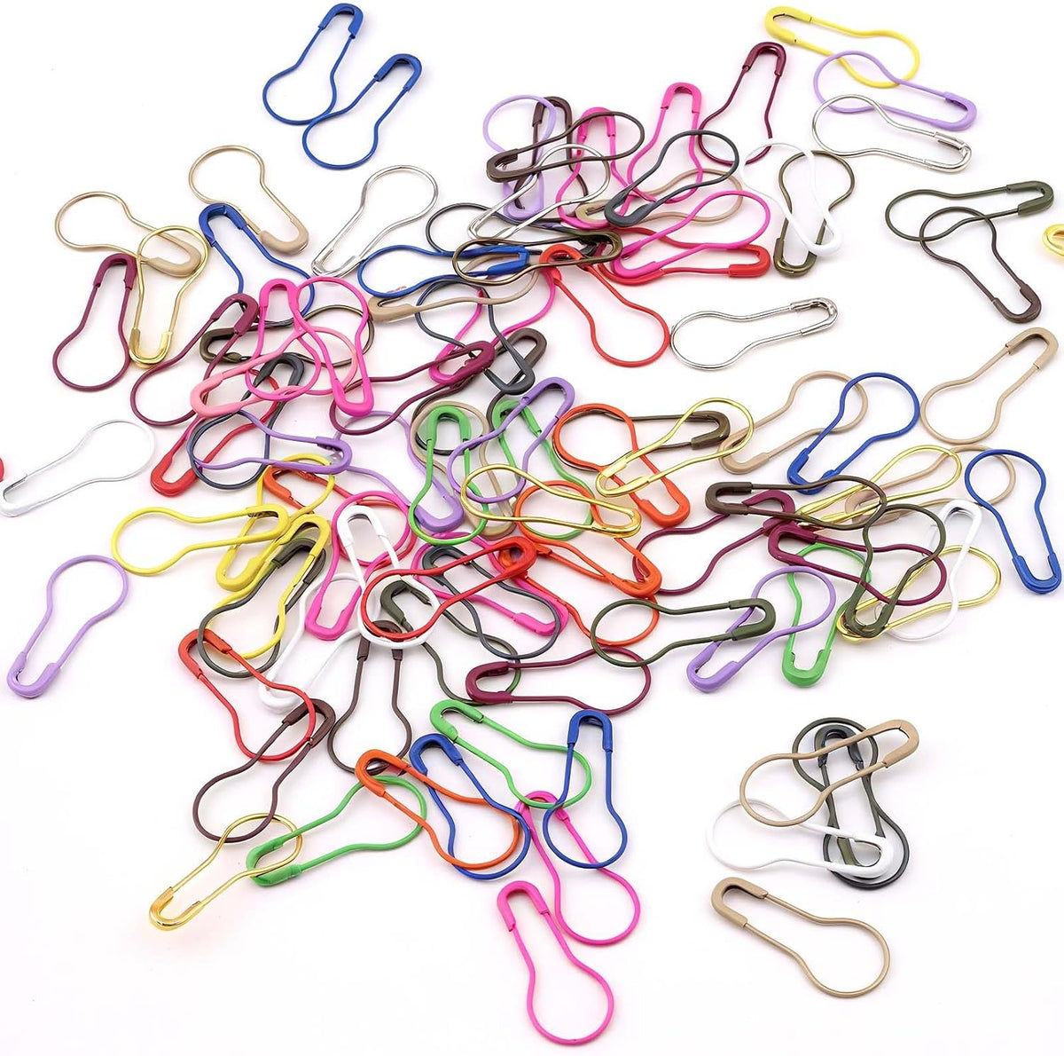 300Pcs Mixed Colored Safety Pins - 0.9In Metal Calabash Bulb Clothing