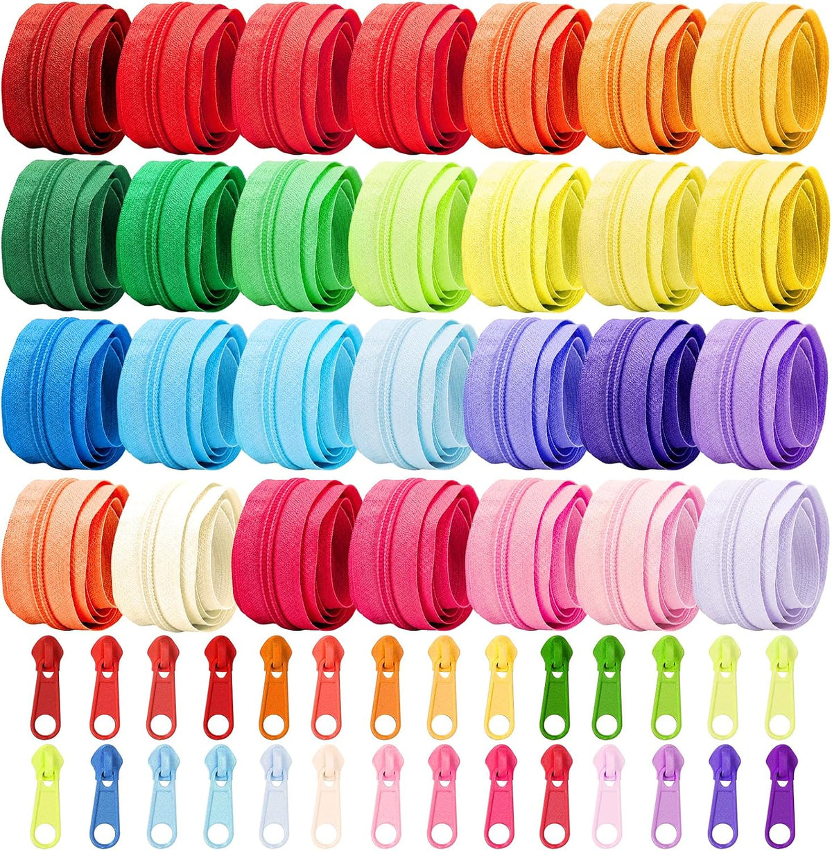 28 Rainbow Colors Zippers for Sewing #5 Nylon Coil Sewing Supplies