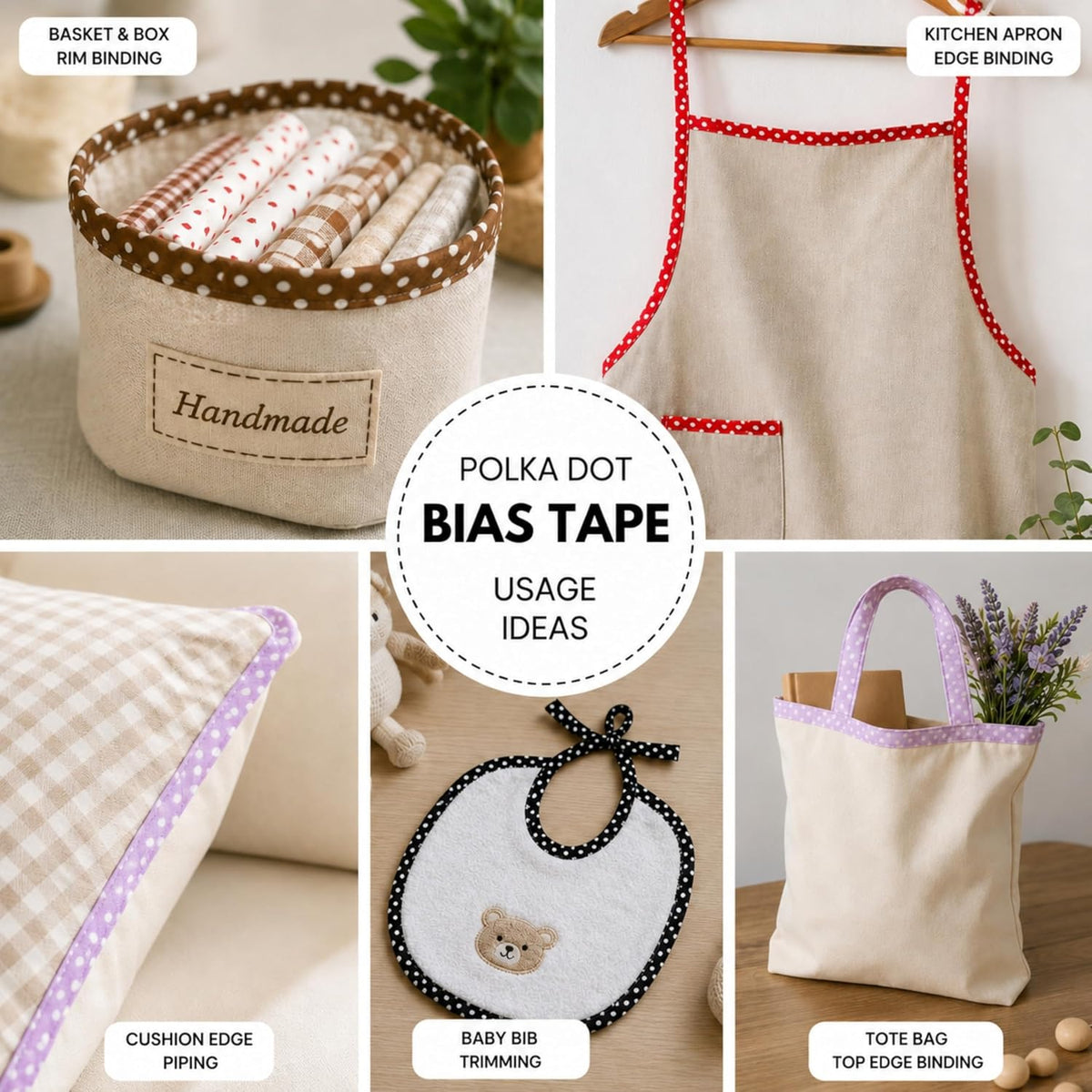 Cotton Fold Bias Binding Tape - 3/4 Inches (20mm) Wide - 27 Yards
