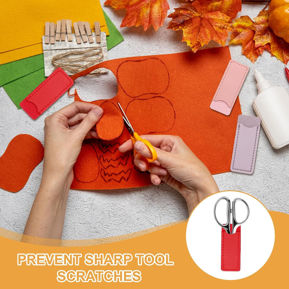 uxcell 4Pcs Scissors Sheath Leather Scissor Tip Protective Home Use