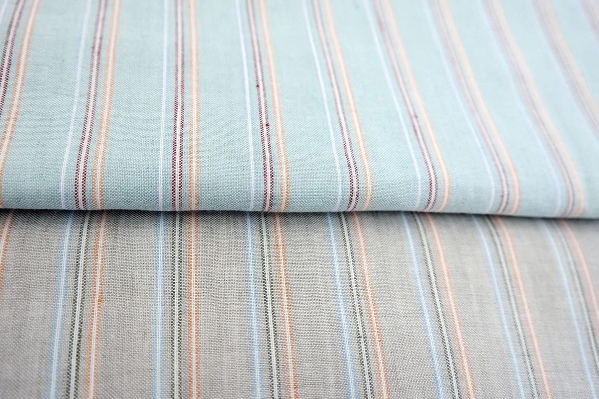 Beige Linen Cotton Stripe Fabric | Premium Medium-Weight Material