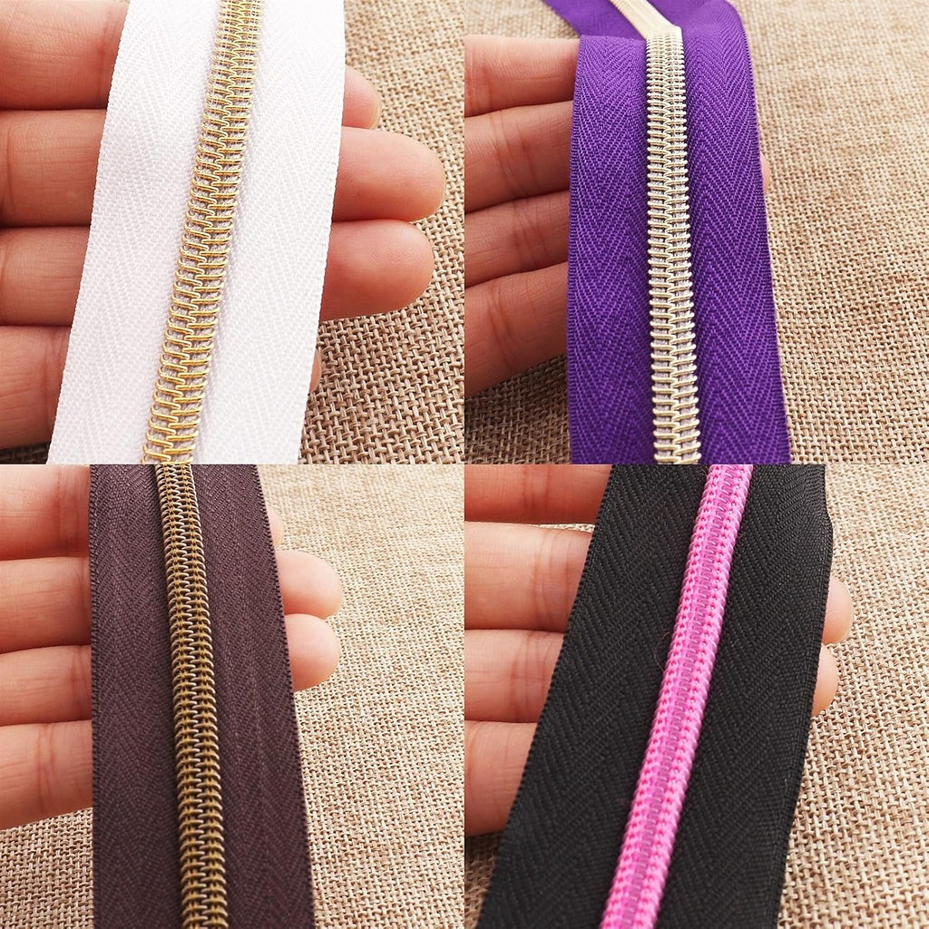 Lueao Cqinju-Sewing Zippers 5# 5-10 Yards White/Purple/Black/Brown
