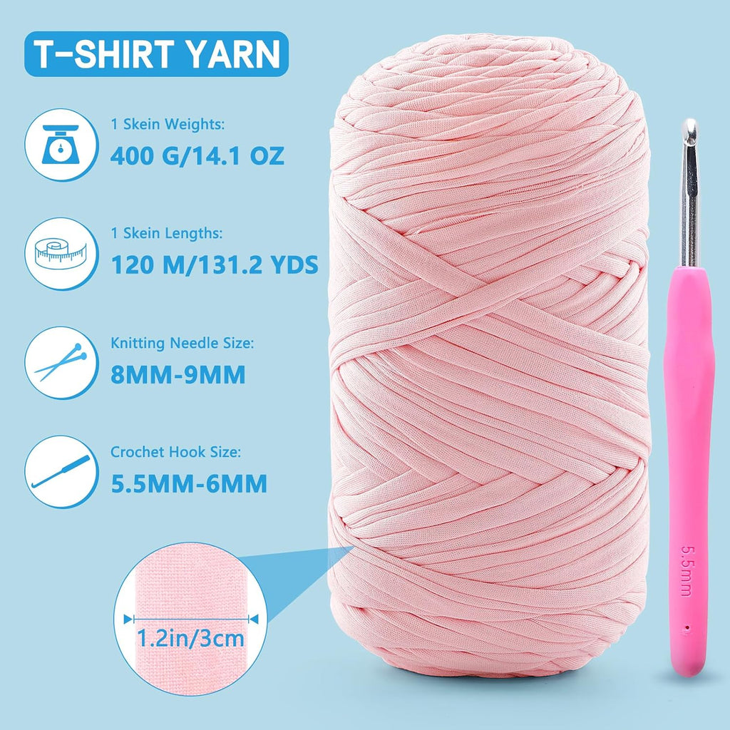 2 Pack Soft T-Shirt Yarn for Crochet, T Shirt Yarns for Crocheting