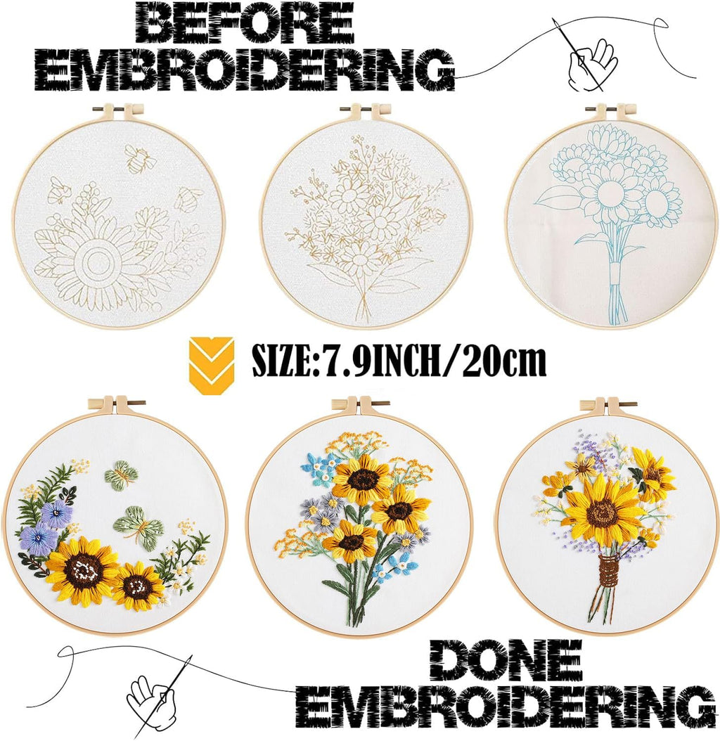 GLTAYLMY 3 Sets Embroidery Starter Kit with Pattern and Instructions