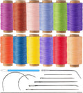 12 Multicolor Round Waxed Thread, 0.45mm Thin and Stiff Wax Strings