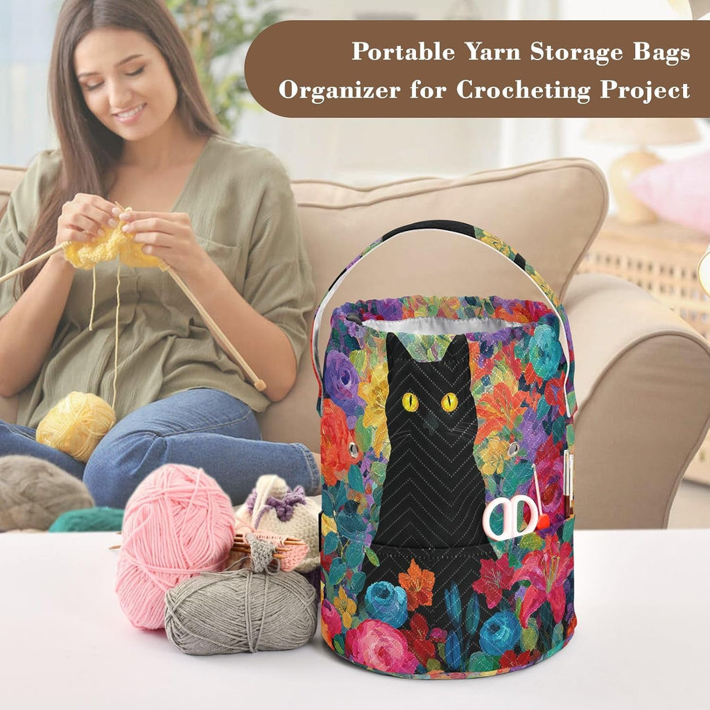 ElliTarr Crochet Bag Yarn Bag with Handle Portable Knitting Project