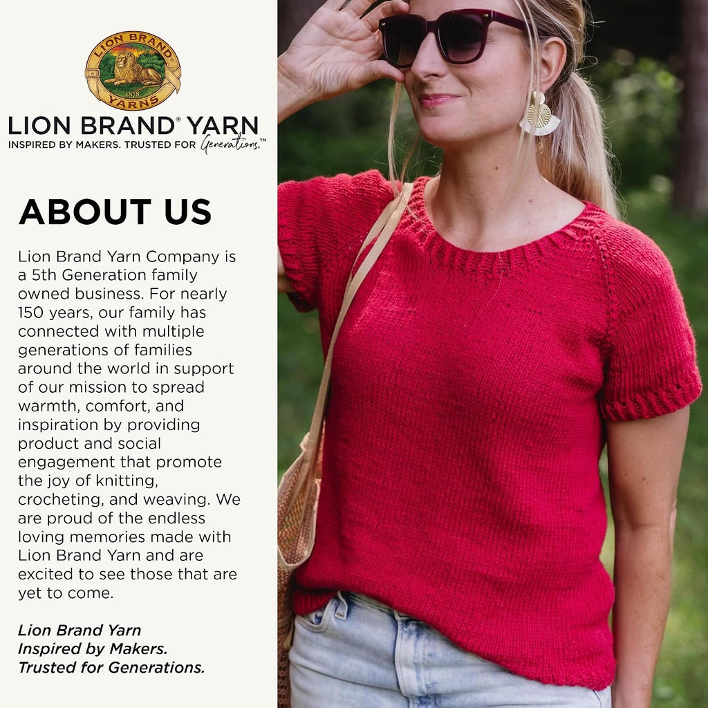 Lion Brand Yarn, Cotton Hemp Worsted Crochet Yarn, Raspberry, Red