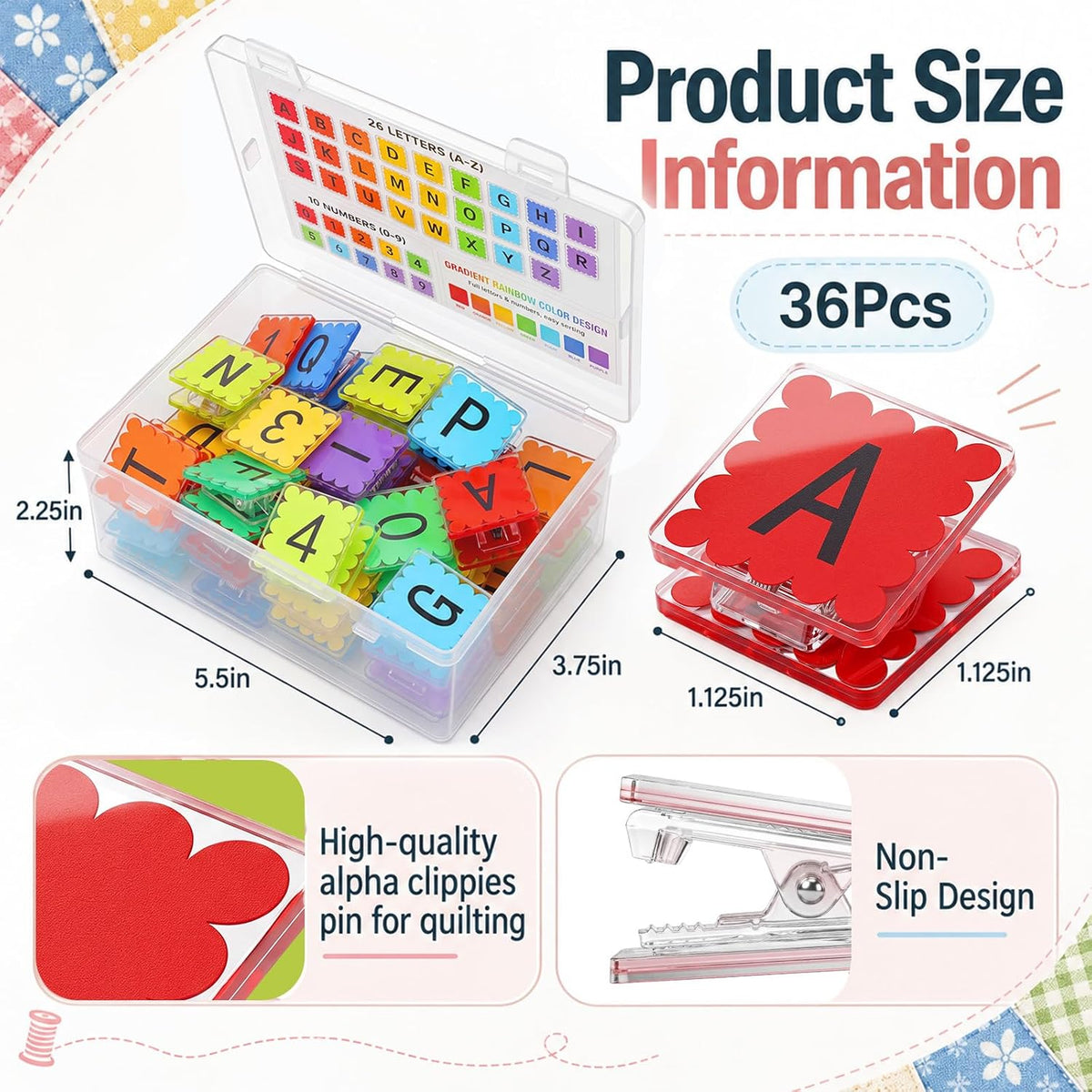 Rivvlive 36 Pcs Sewing Clips for Fabric Set with Storage Box for