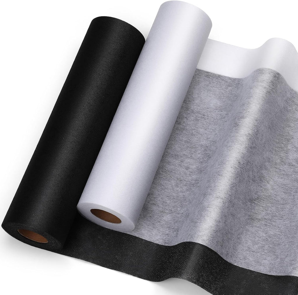 White and Black Medium Weight Interfacing Fabric for Sewing