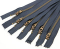 Leekayer #4 Metal Zipper for Jeans 7" Antique Brass Y-Teeth Zipper