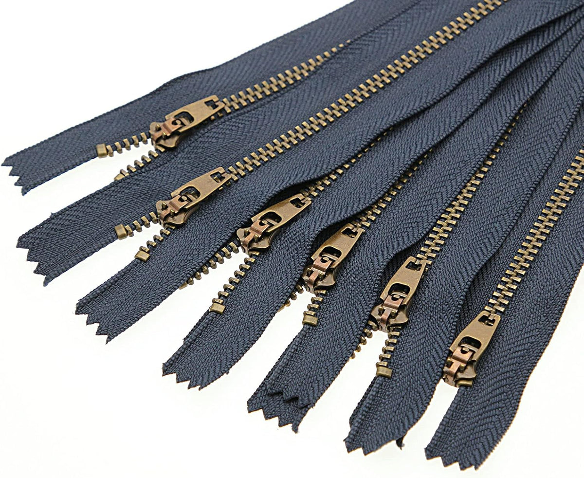 Leekayer #4 Metal Zipper for Jeans 7" Antique Brass Y-Teeth Zipper