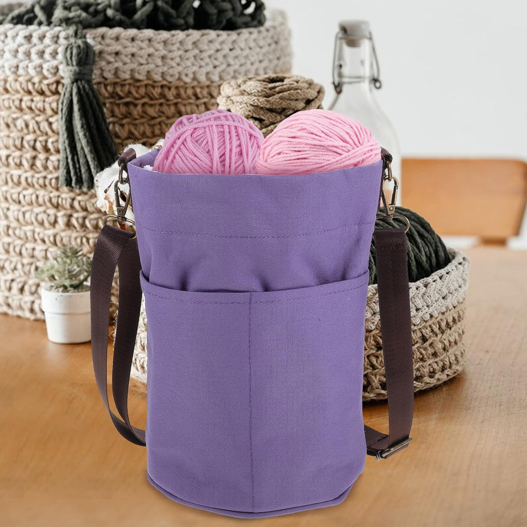 Canvas Crochet Tote Bag Organizer for Knitting Projects and Sewing