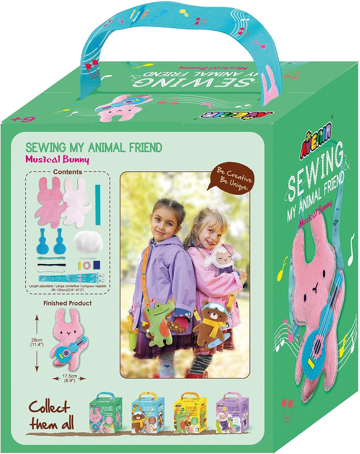 Avenir 6301815 DIY Sewing Kit, Sewing Rabbit with Guitar, Neck Animal
