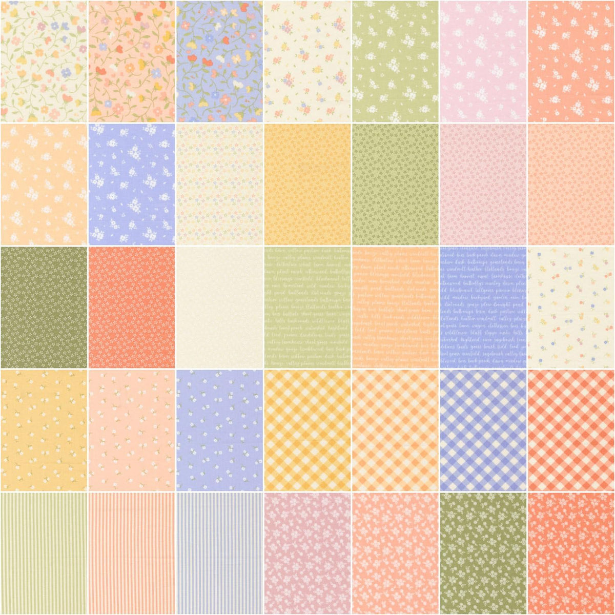 Pastel Prairie Charm Pack by Heather Briggs 5" Precut Fabric Squares
