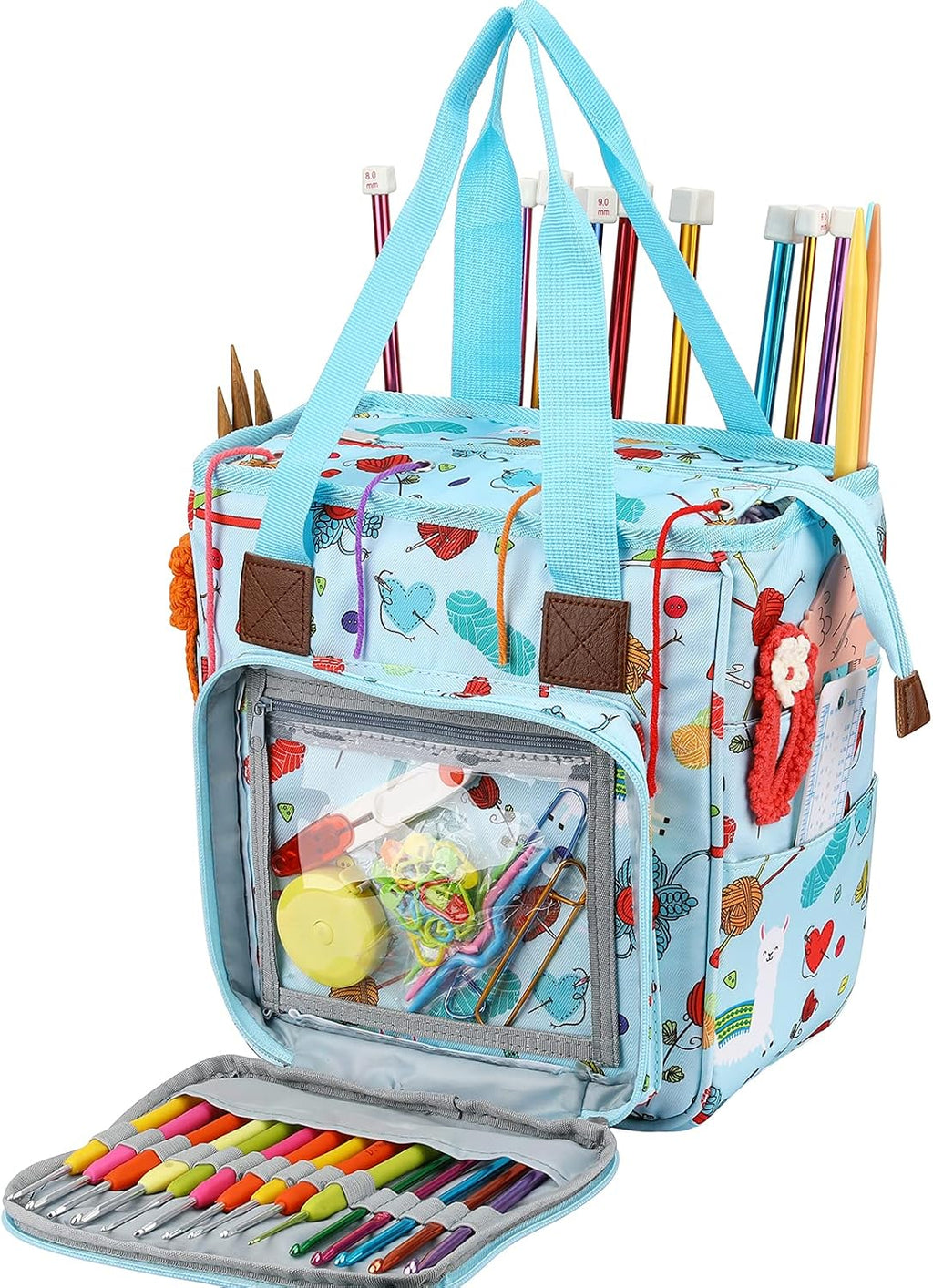 Yarn Knitting Storage Tote-Large Capacity Crochet Organizer Portable
