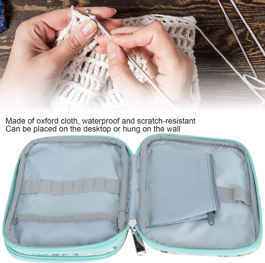 HEEPDD Crochet Hook Organizer Bag, Portable Double Zipper Storage Case